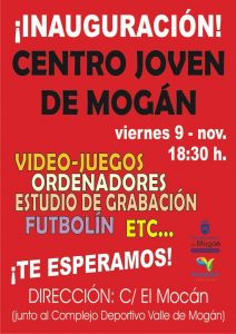 Cartel Inauguracion Centro Juvenil Mogan 9 Noviembre 2018