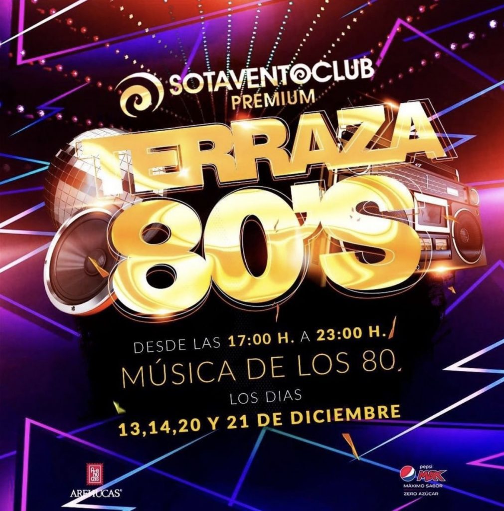 Cartel Fiesta 80s Sotavento Club Diciembre 2019