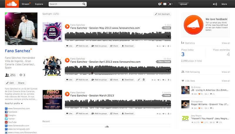 Ya voy por los 250 seguidores en Soundcloud