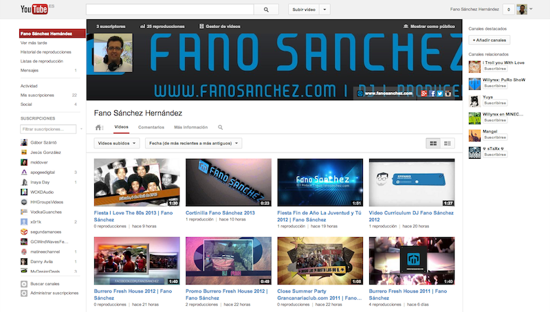 Ya tengo canal propio en Youtube